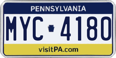 PA license plate MYC4180