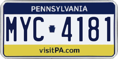 PA license plate MYC4181