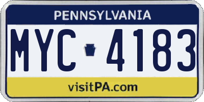 PA license plate MYC4183