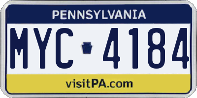 PA license plate MYC4184