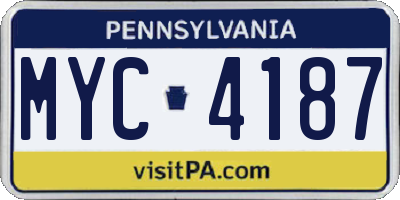 PA license plate MYC4187