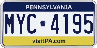 PA license plate MYC4195