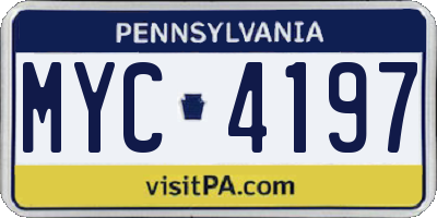 PA license plate MYC4197