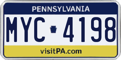 PA license plate MYC4198
