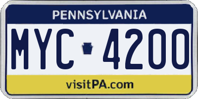 PA license plate MYC4200