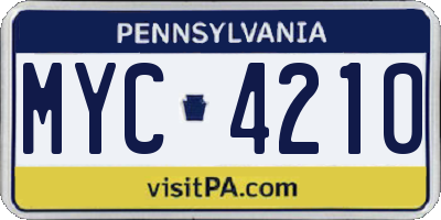 PA license plate MYC4210
