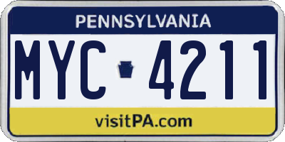 PA license plate MYC4211