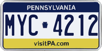 PA license plate MYC4212