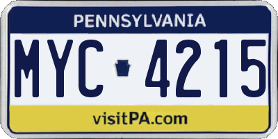 PA license plate MYC4215