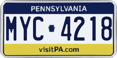 PA license plate MYC4218