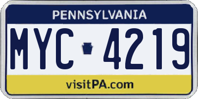 PA license plate MYC4219