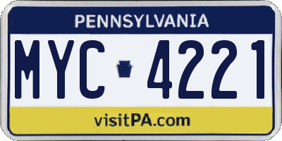 PA license plate MYC4221