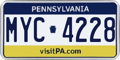 PA license plate MYC4228
