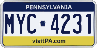 PA license plate MYC4231