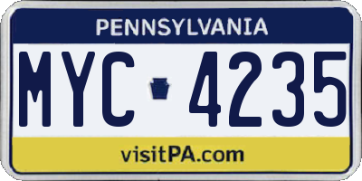 PA license plate MYC4235