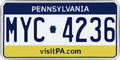 PA license plate MYC4236