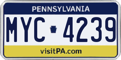 PA license plate MYC4239