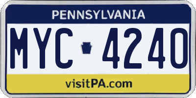PA license plate MYC4240