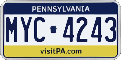 PA license plate MYC4243