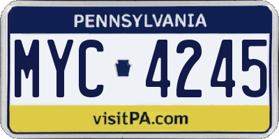 PA license plate MYC4245