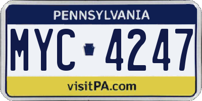 PA license plate MYC4247