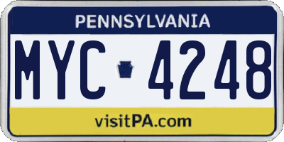 PA license plate MYC4248