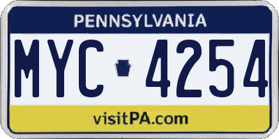 PA license plate MYC4254