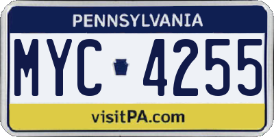PA license plate MYC4255