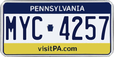 PA license plate MYC4257