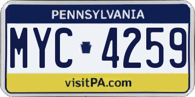 PA license plate MYC4259
