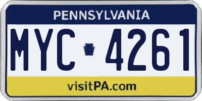 PA license plate MYC4261