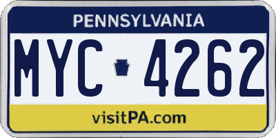PA license plate MYC4262