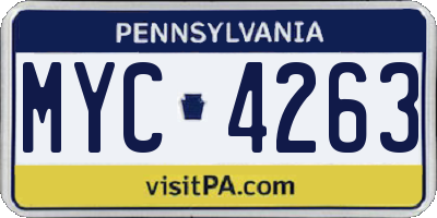 PA license plate MYC4263