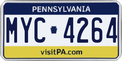 PA license plate MYC4264