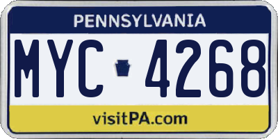 PA license plate MYC4268