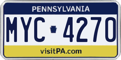PA license plate MYC4270