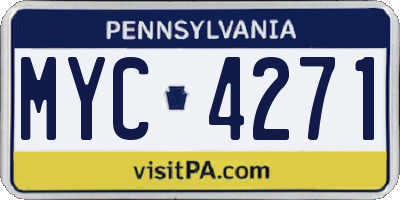 PA license plate MYC4271
