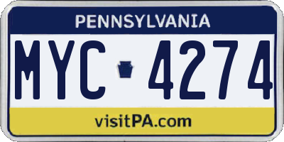 PA license plate MYC4274