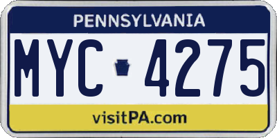 PA license plate MYC4275