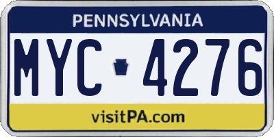 PA license plate MYC4276