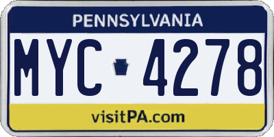 PA license plate MYC4278