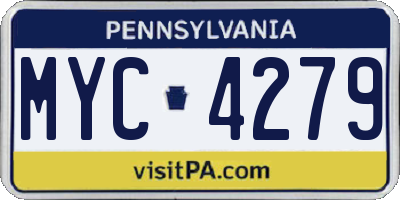 PA license plate MYC4279