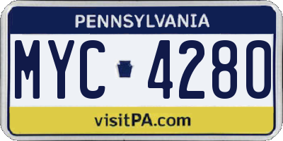 PA license plate MYC4280