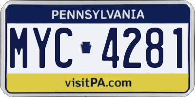 PA license plate MYC4281