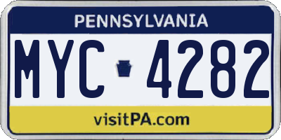 PA license plate MYC4282