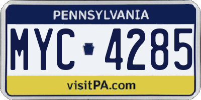 PA license plate MYC4285