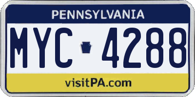 PA license plate MYC4288
