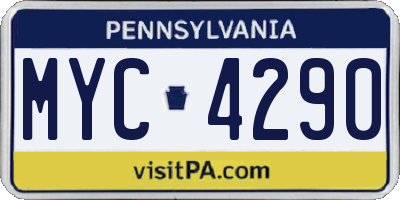 PA license plate MYC4290