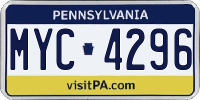 PA license plate MYC4296