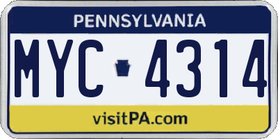 PA license plate MYC4314